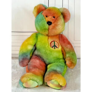 12" Ty Beanie Baby: Peace Bear 1996 - Multicolor Clean/Smoke Free